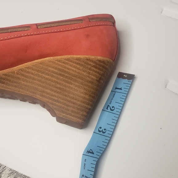Timberland Coral Red Leather Wedge Heel Boat Shoes Size 6.5M - Picture 11 of 11